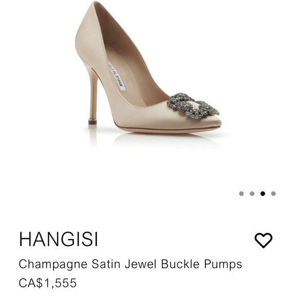 Manolo Blahnik Hangisi Champagne Satin Jewel Buckle Pumps size 37 - Picture 3 of 8